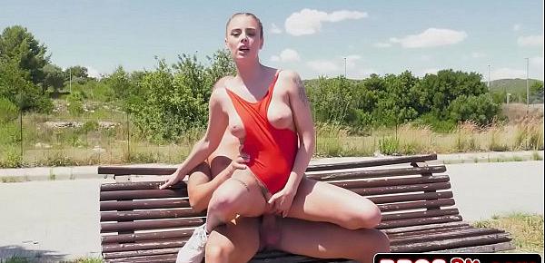  Hot Blonde First-Timer Fucked Hard On a Public Bench (Lya Missy)